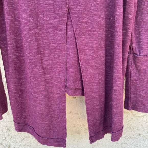 Free People Purple Size small flyaway split back turtleneck longsleeve raglan - Picture 6 of 12